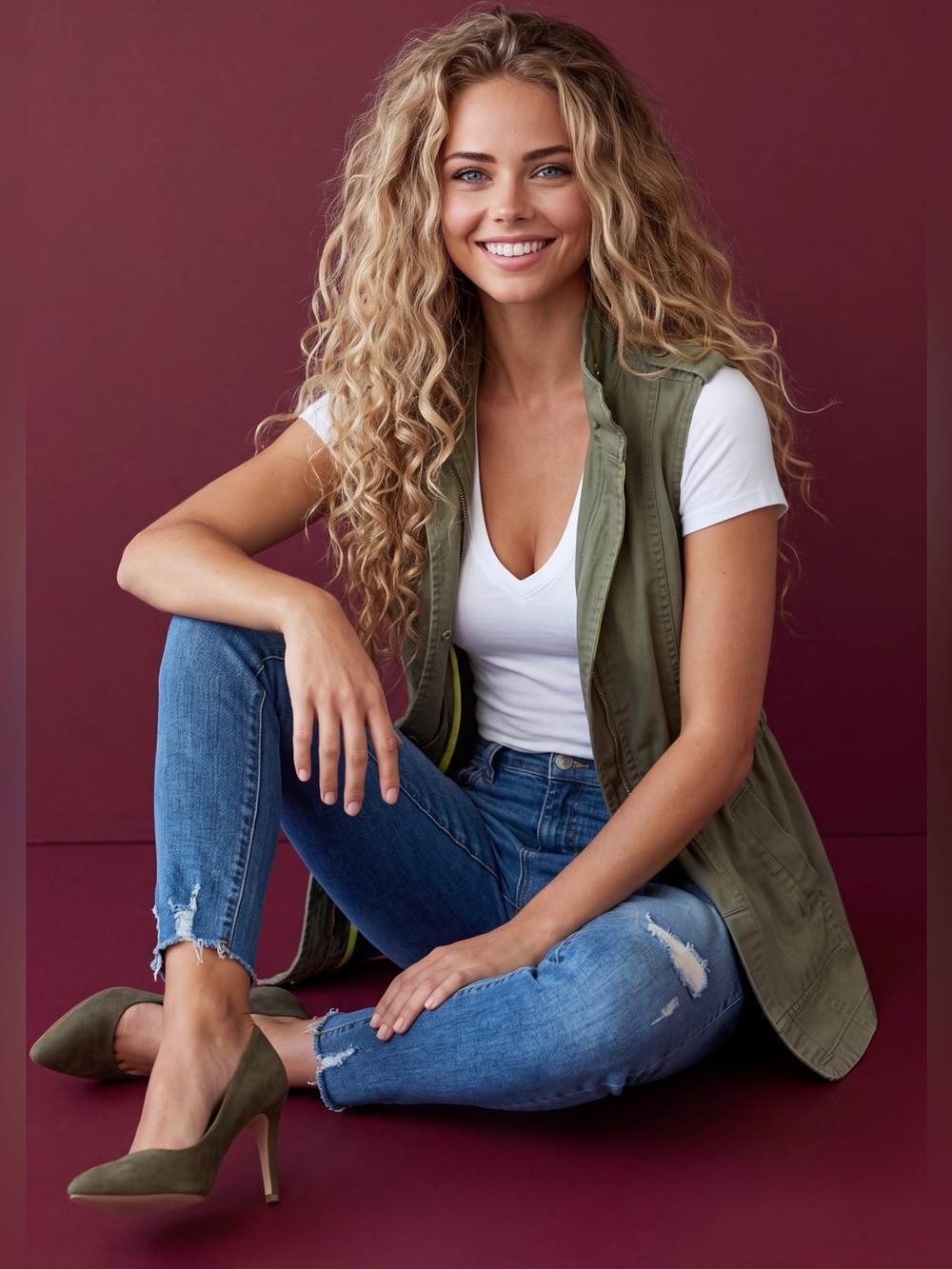 CAbi Olive Drawstring Utility Vest